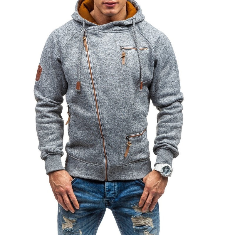 Men's Casual Solid Long Sleeve Full Zip Up Hoodie