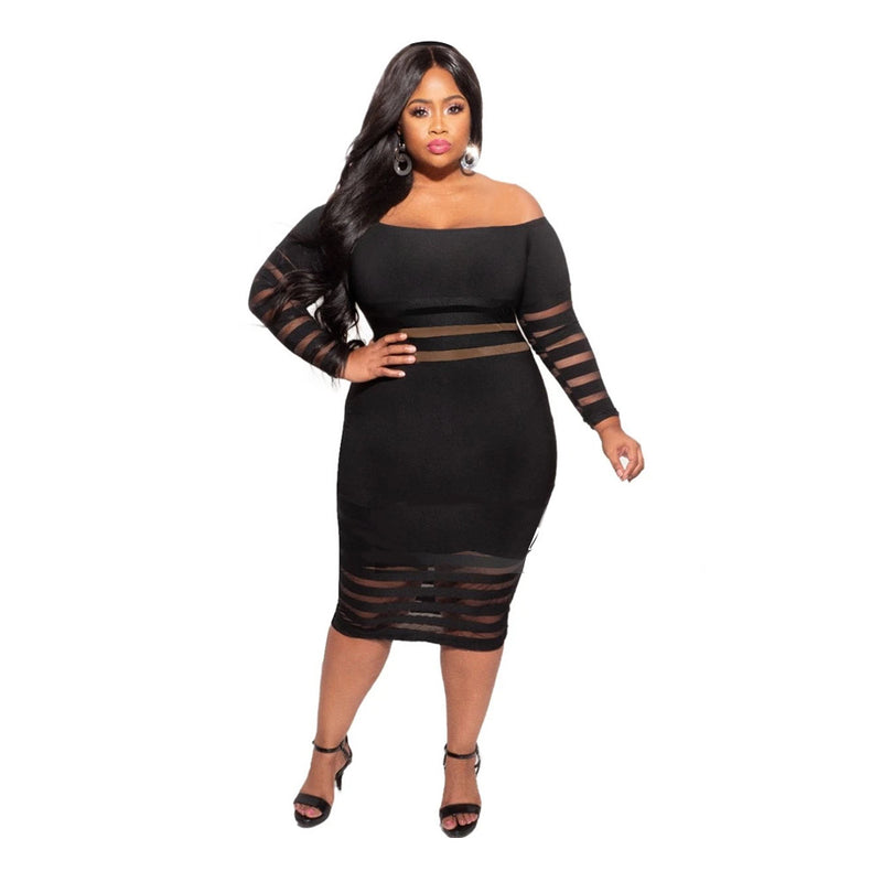 Sexy Mesh Transparent Plus Size Dress