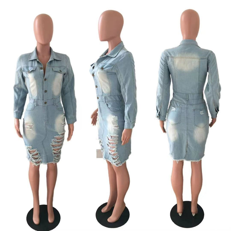 Sexy Slim Fit Long Sleeve Denim Dress