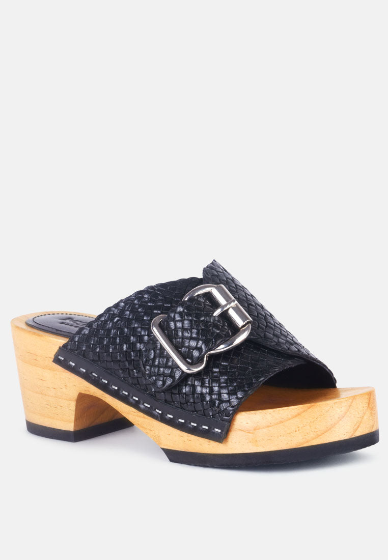 Yoruba Braided Leather Buckled Slide Clogs