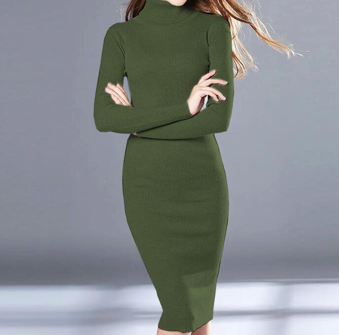 Autumn Winter Knitted Sweater Dresses