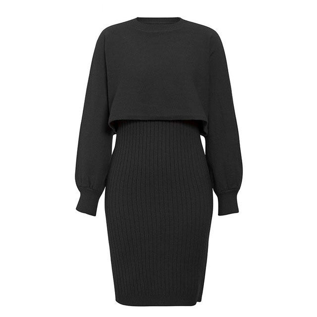 Casual Two Piece Knit Long-Sleeve Dress