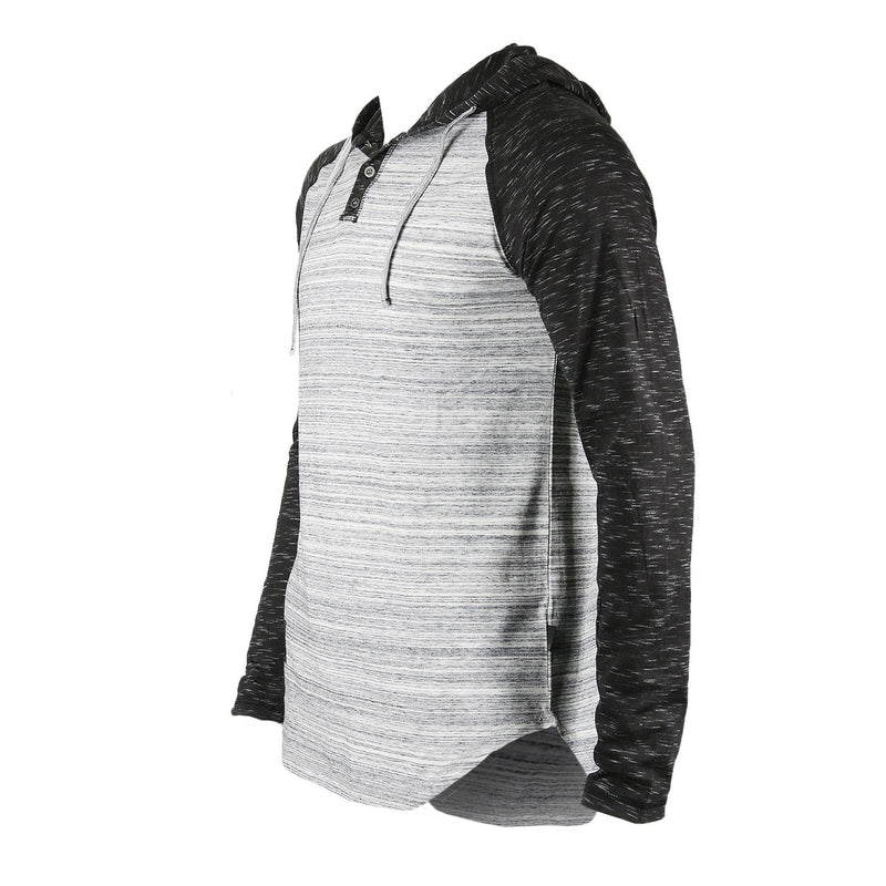 Henley Long Sleeve Round Hooded T-Shirts