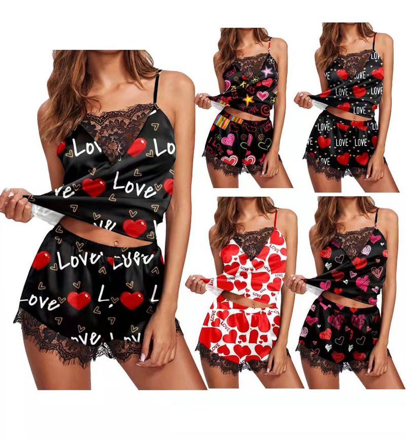 Valentines Small Red Heart Pajama Set