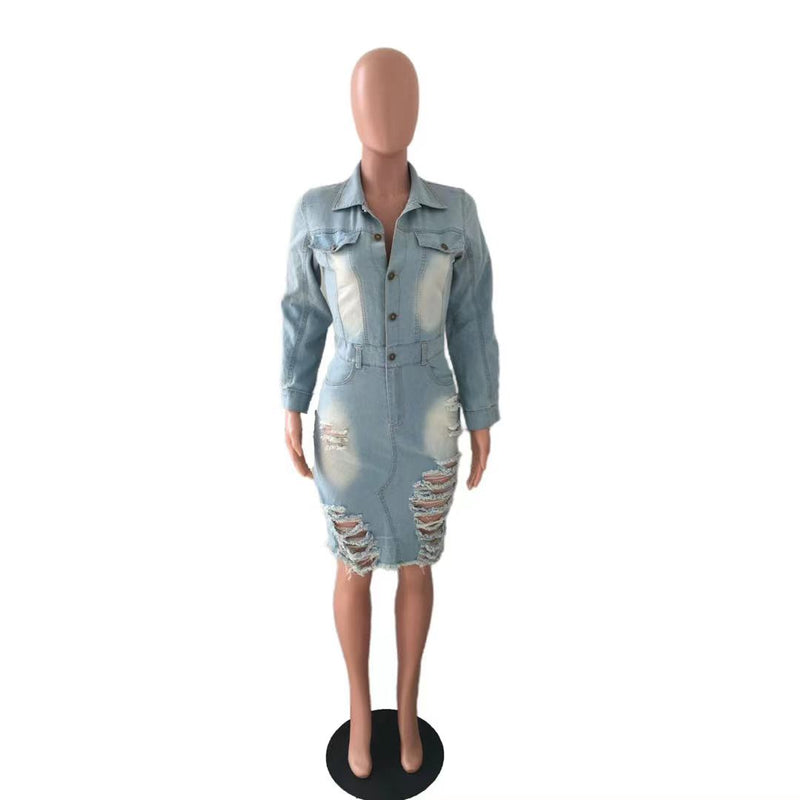 Sexy Slim Fit Long Sleeve Denim Dress