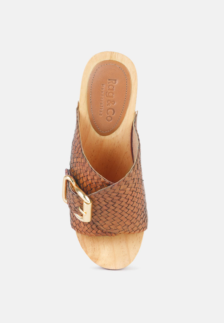 Yoruba Braided Leather Buckled Slide Clogs