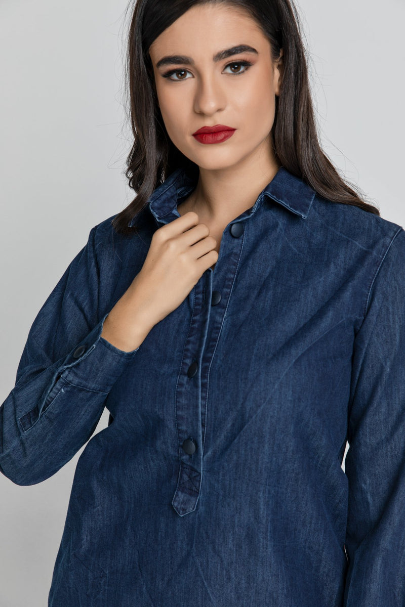 Denim Shirt Dress by Conquista Fashion