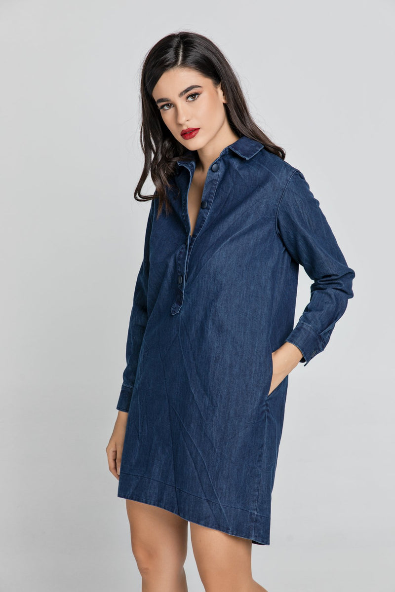 Denim Shirt Dress by Conquista Fashion