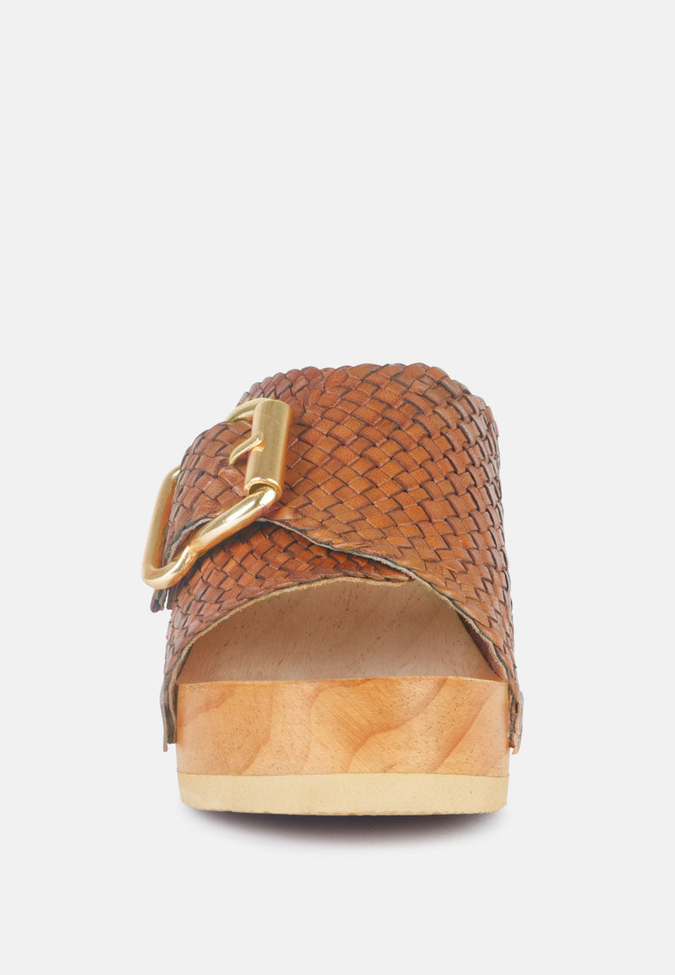 Yoruba Braided Leather Buckled Slide Clogs