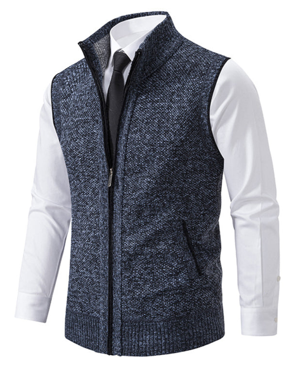 Men's stand collar sleeveless jacket