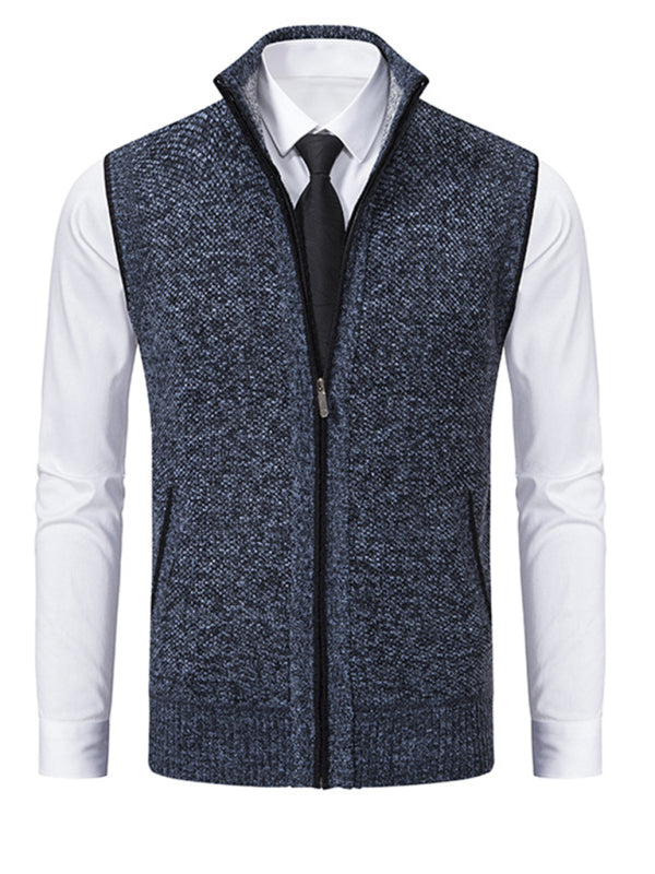 Men's stand collar sleeveless jacket