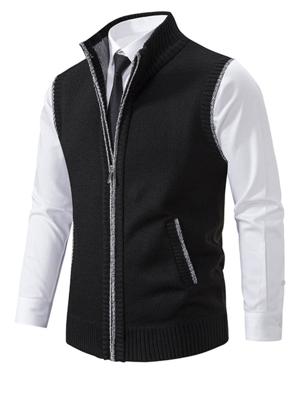 Men's stand collar sleeveless jacket