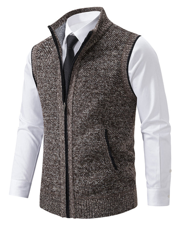 Men's stand collar sleeveless jacket