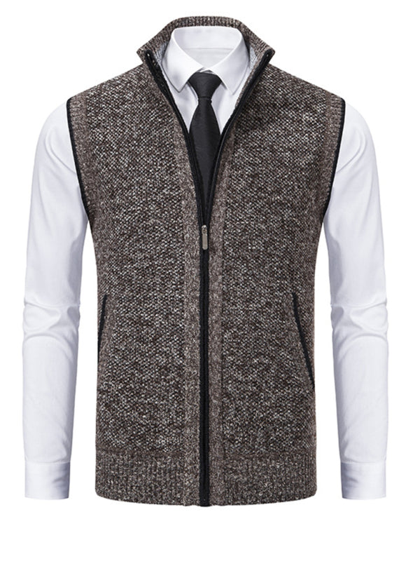 Men's stand collar sleeveless jacket