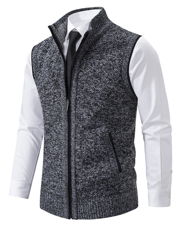 Men's stand collar sleeveless jacket