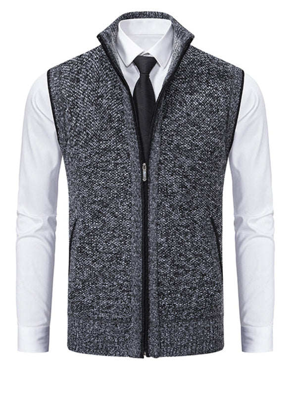 Men's stand collar sleeveless jacket