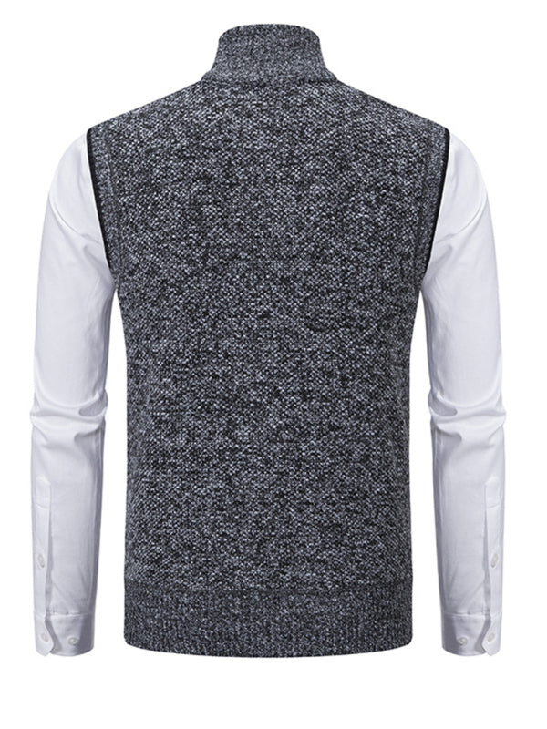 Men's stand collar sleeveless jacket