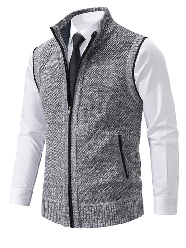 Men's stand collar sleeveless jacket