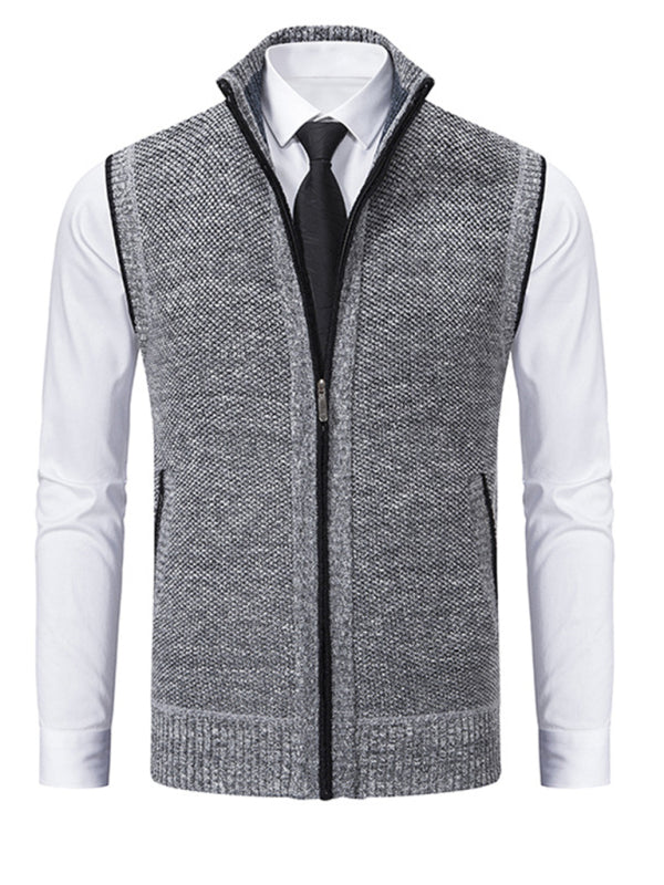 Men's stand collar sleeveless jacket