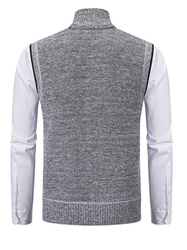 Men's stand collar sleeveless jacket