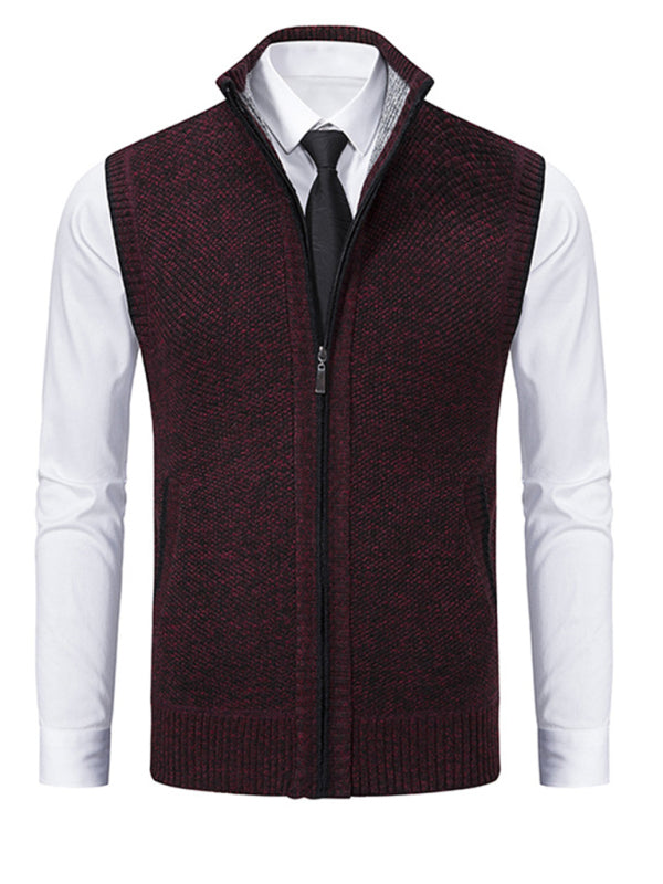 Men's stand collar sleeveless jacket